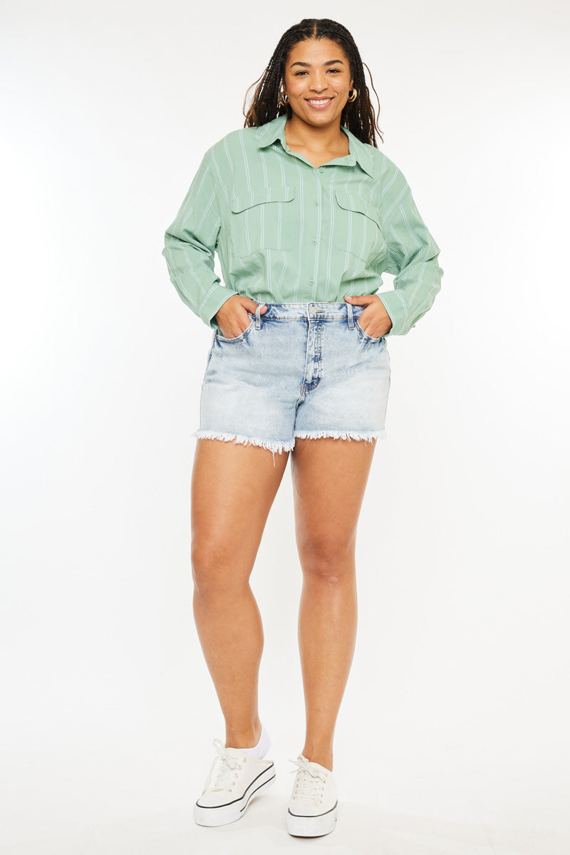 Women's Plus Size High Rise Mom Denim Shorts - Anastasia