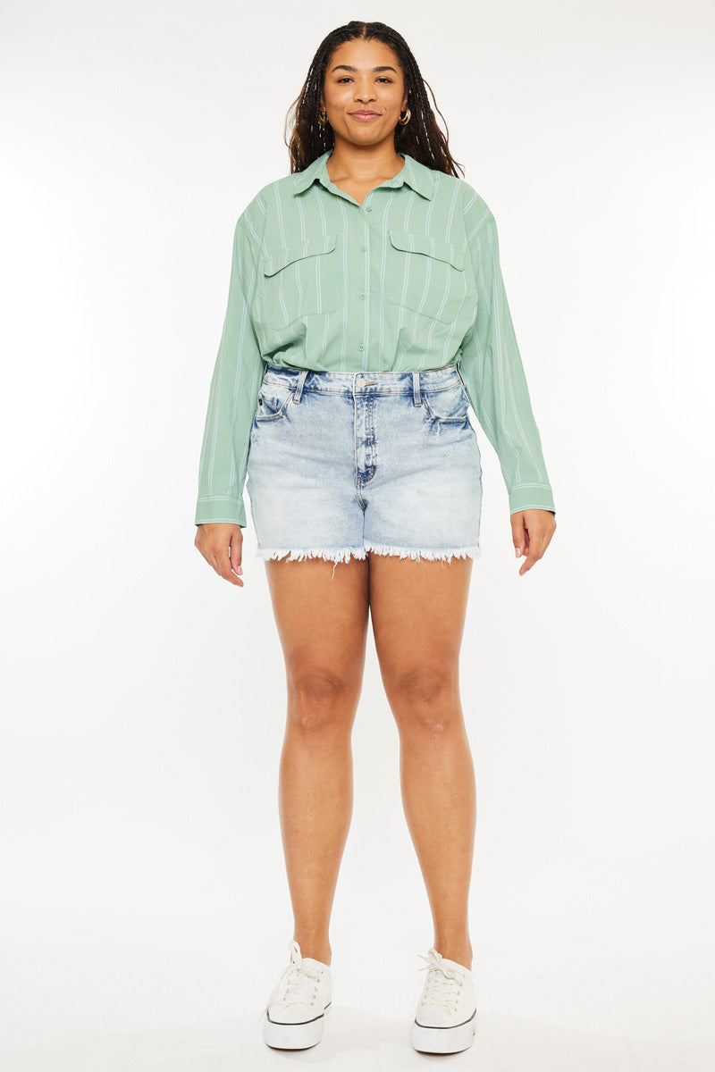Women's Plus Size High Rise Mom Denim Shorts - Anastasia