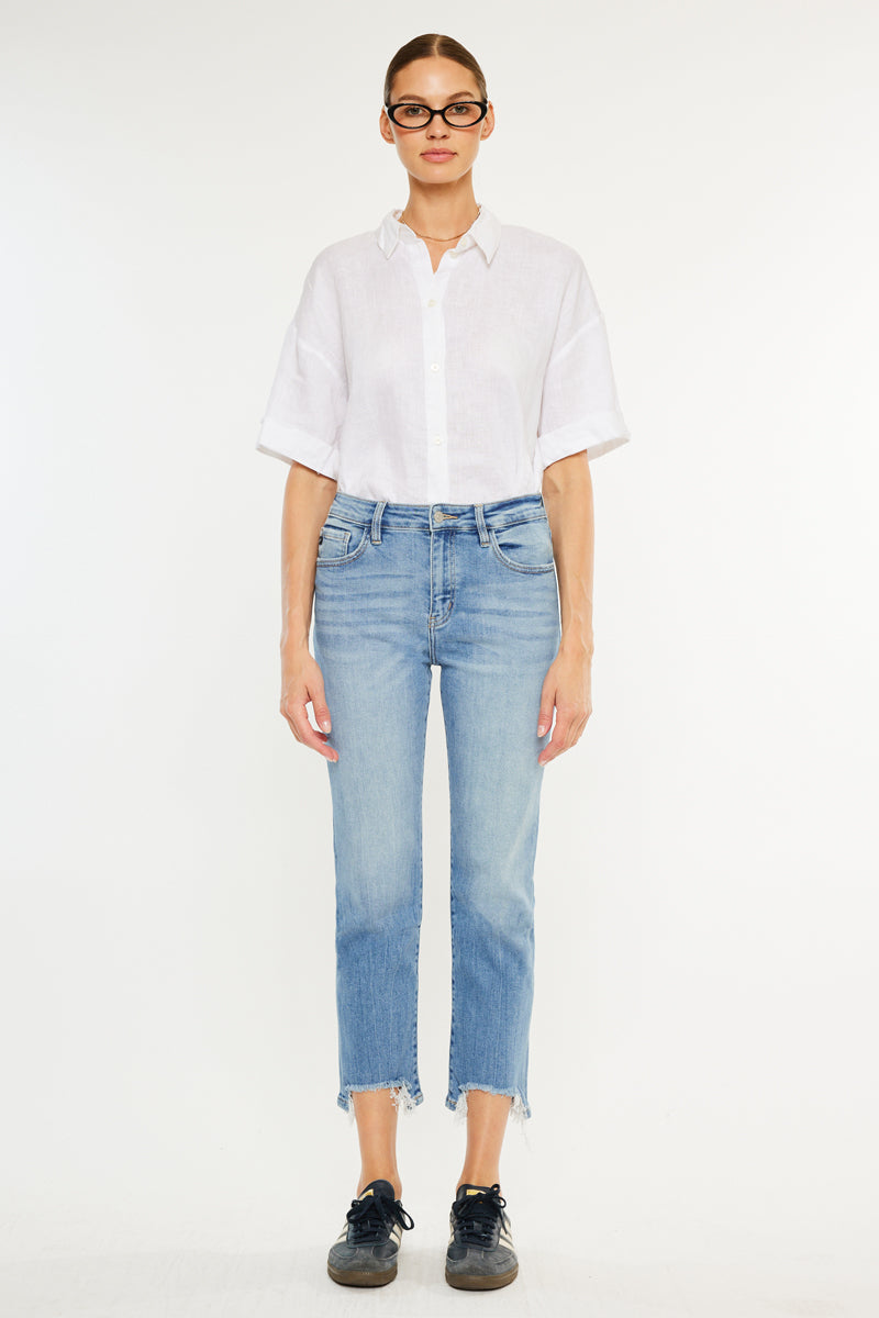 Women's High Rise Slim Cropped Straight Jeans - Angela