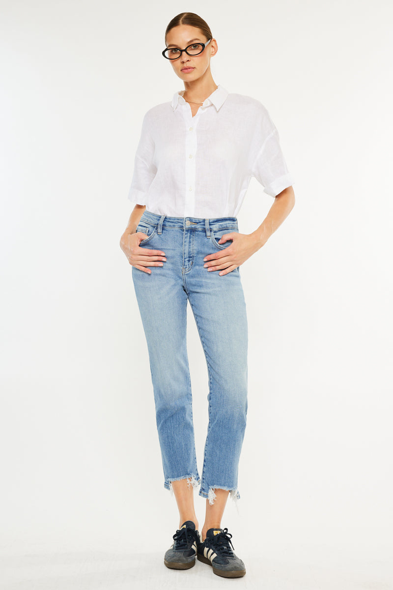 Women's High Rise Slim Cropped Straight Jeans - Angela