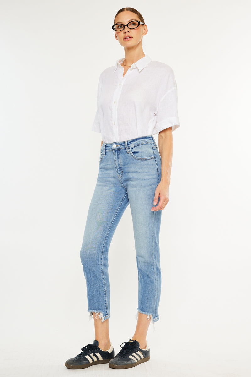 Women's High Rise Slim Cropped Straight Jeans - Angela