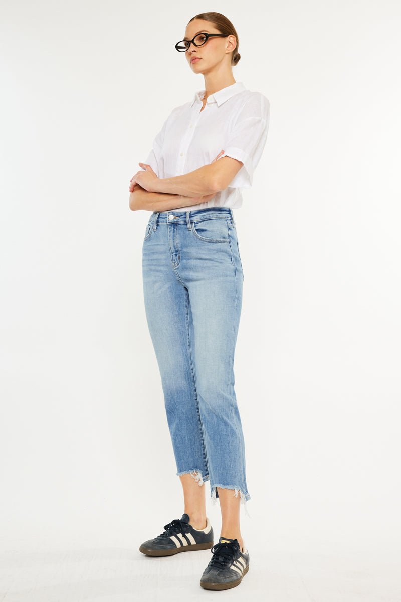 Women's High Rise Slim Cropped Straight Jeans - Angela