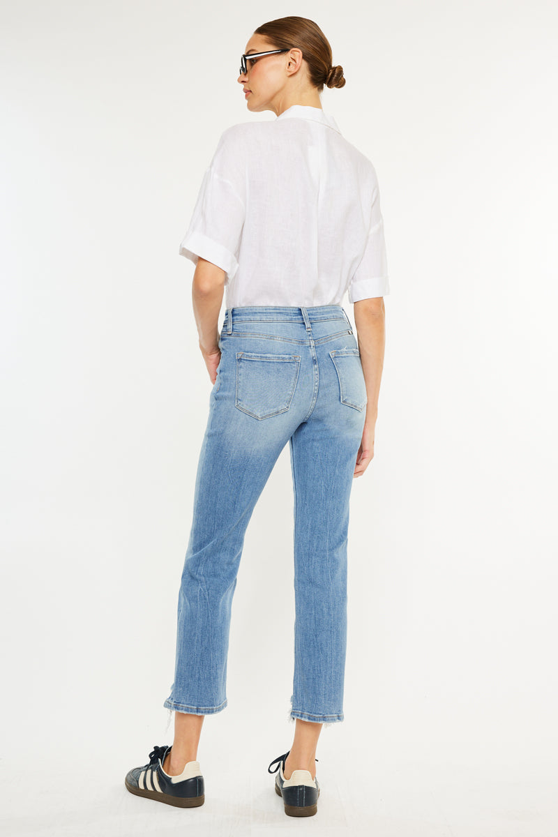Women's High Rise Slim Cropped Straight Jeans - Angela