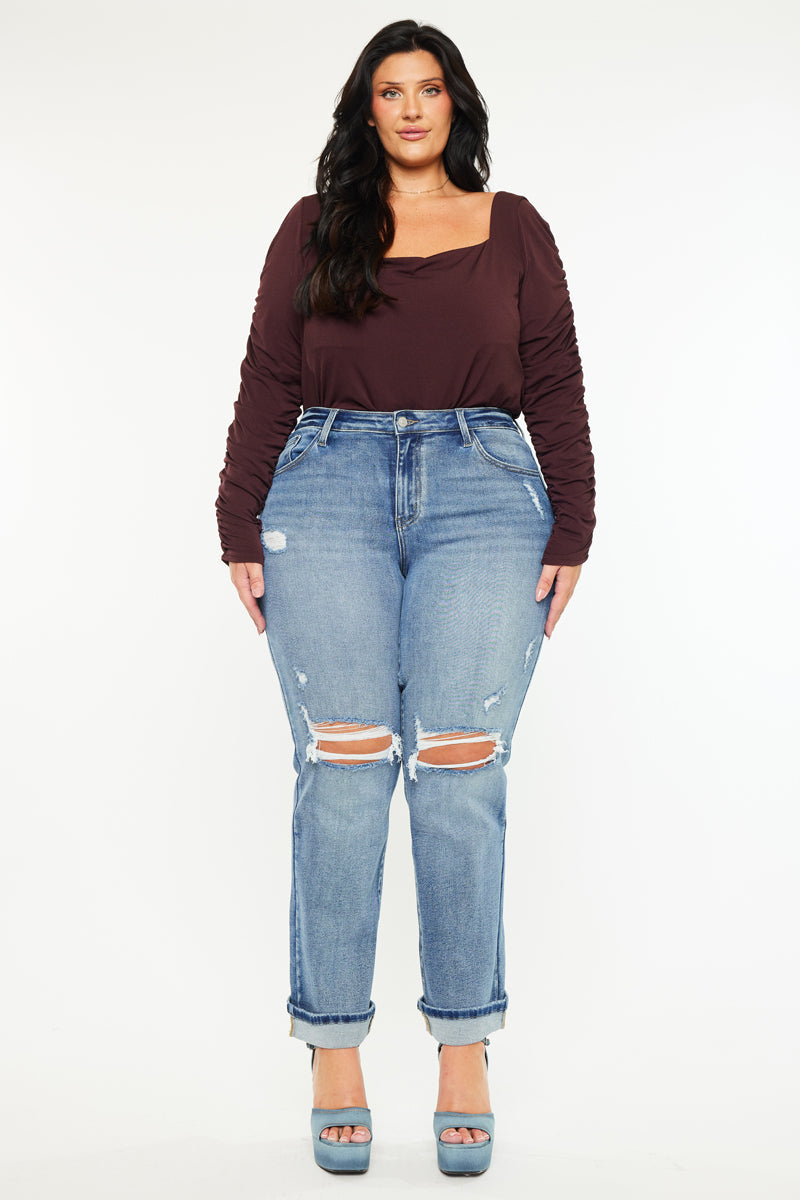 Women's Plus Size Mid Rise True Straight Jeans - Carrie