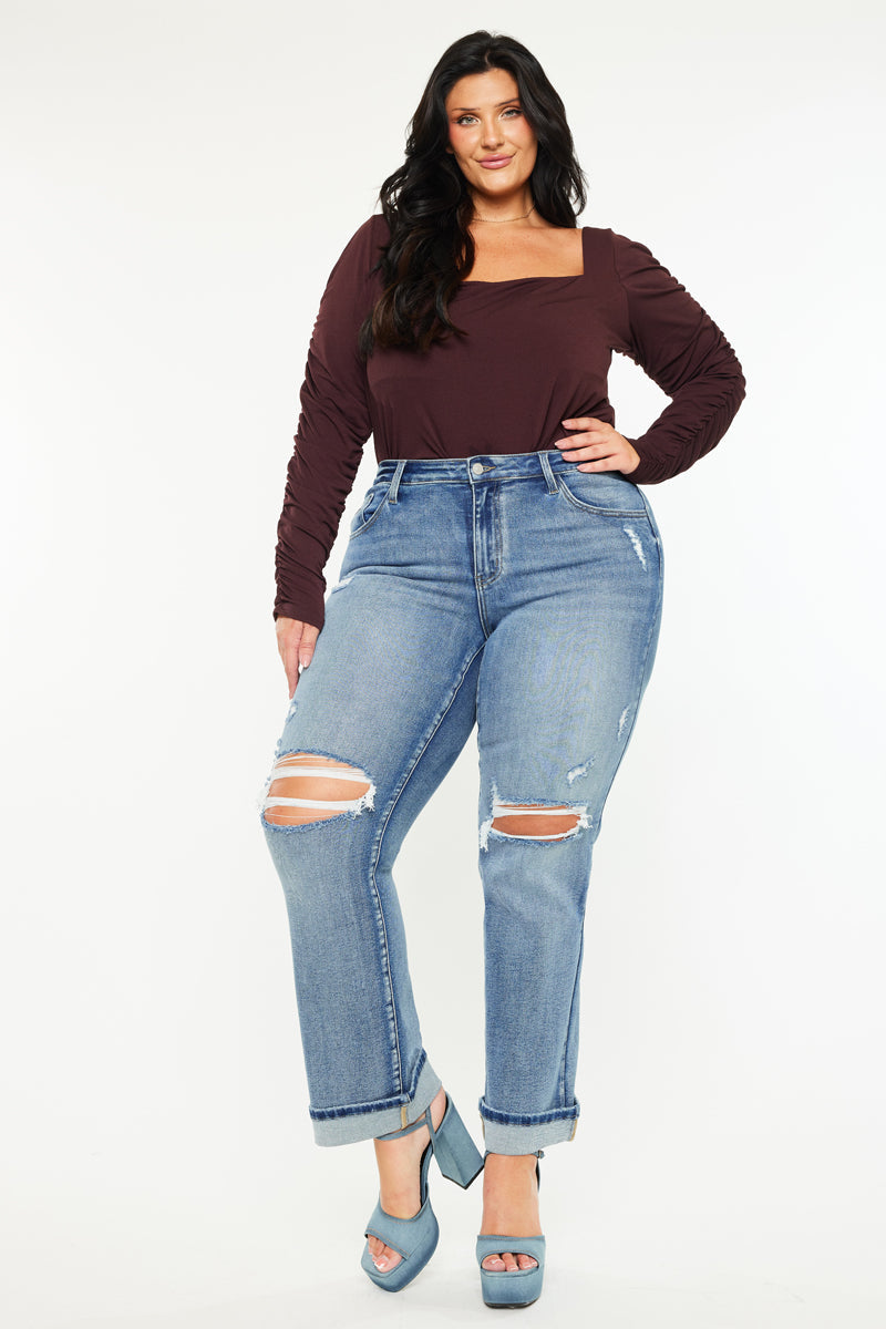 Women's Plus Size Mid Rise True Straight Jeans - Carrie