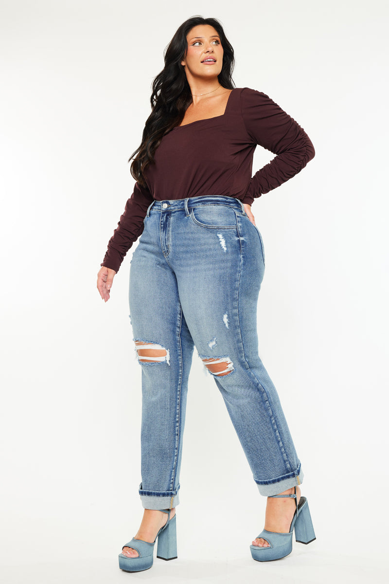 Women's Plus Size Mid Rise True Straight Jeans - Carrie