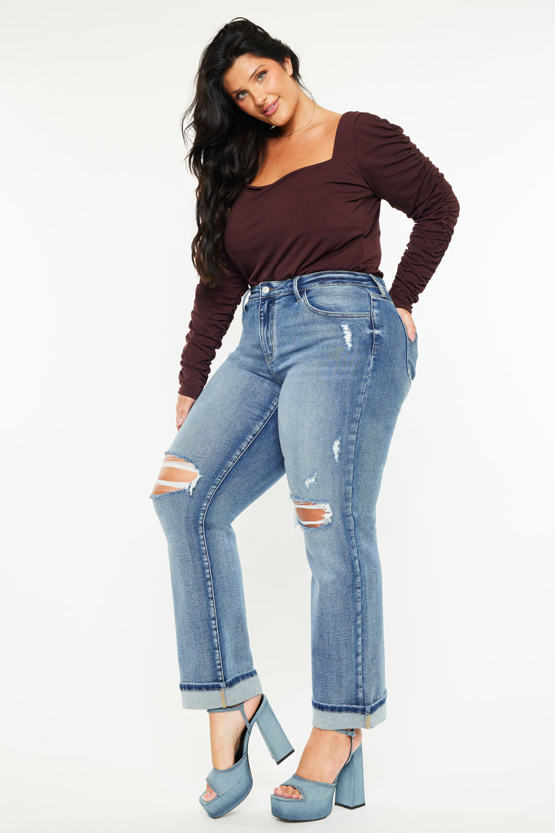 Women's Plus Size Mid Rise True Straight Jeans - Carrie