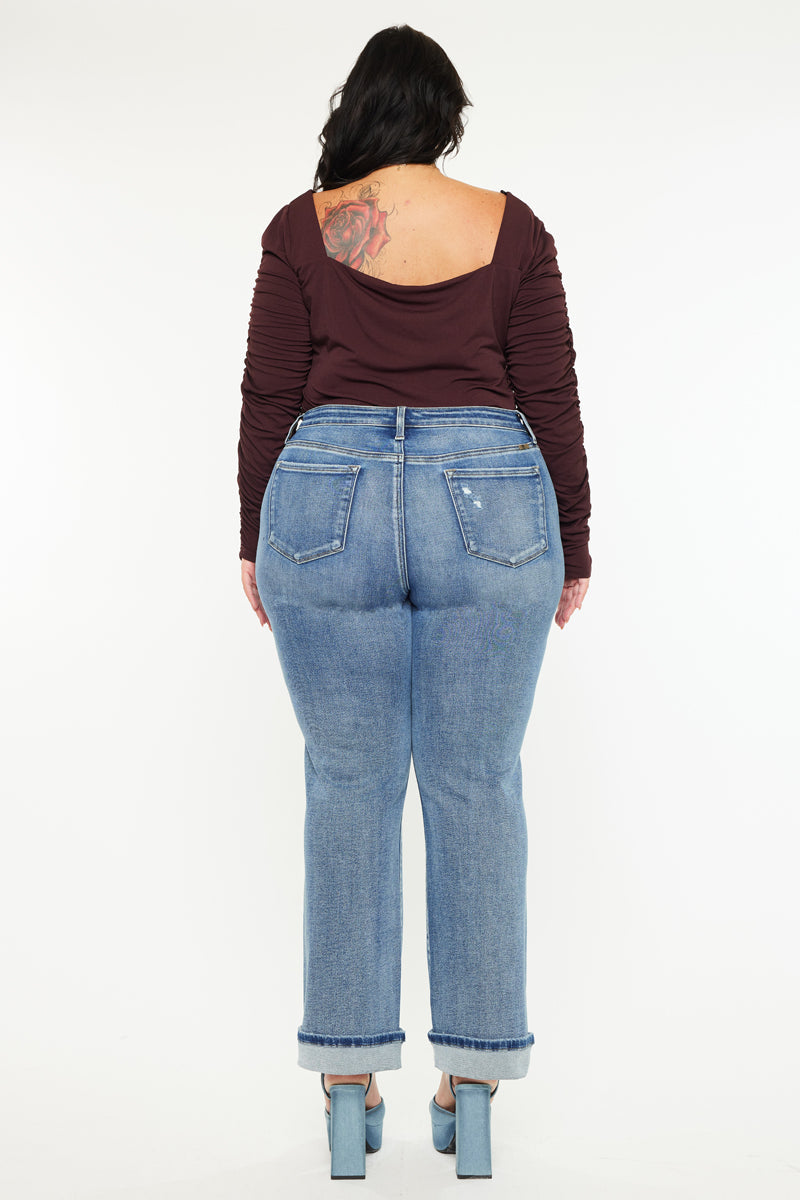 Women's Plus Size Mid Rise True Straight Jeans - Carrie