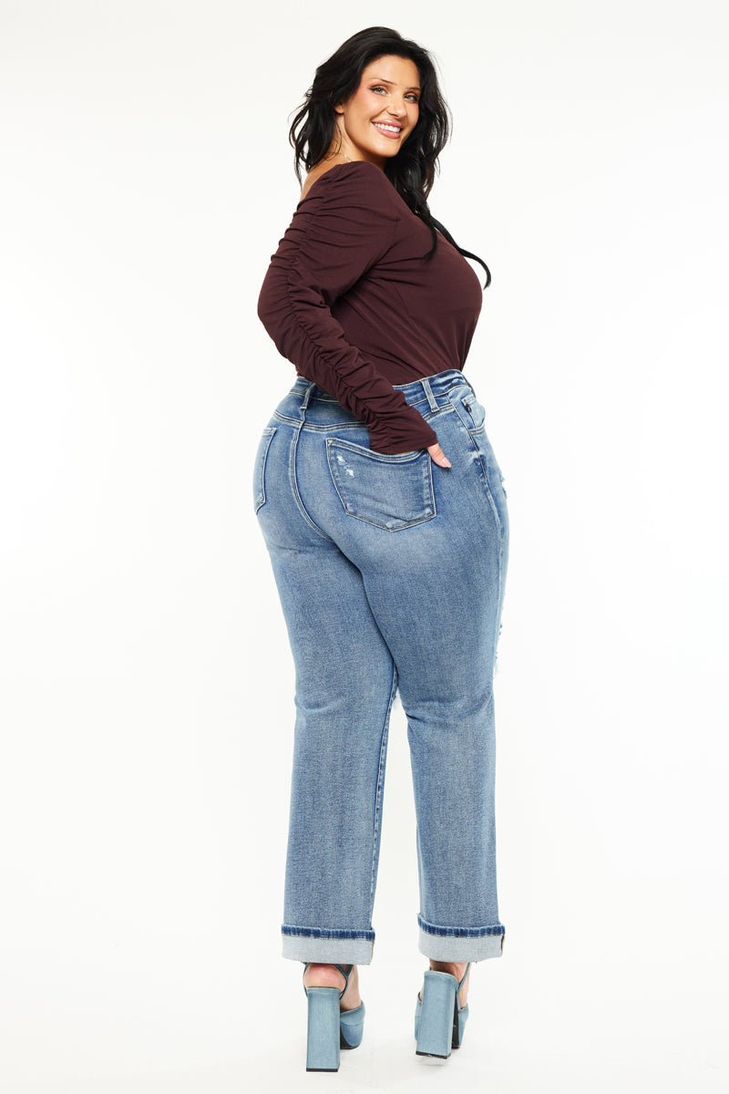 Women's Plus Size Mid Rise True Straight Jeans - Carrie