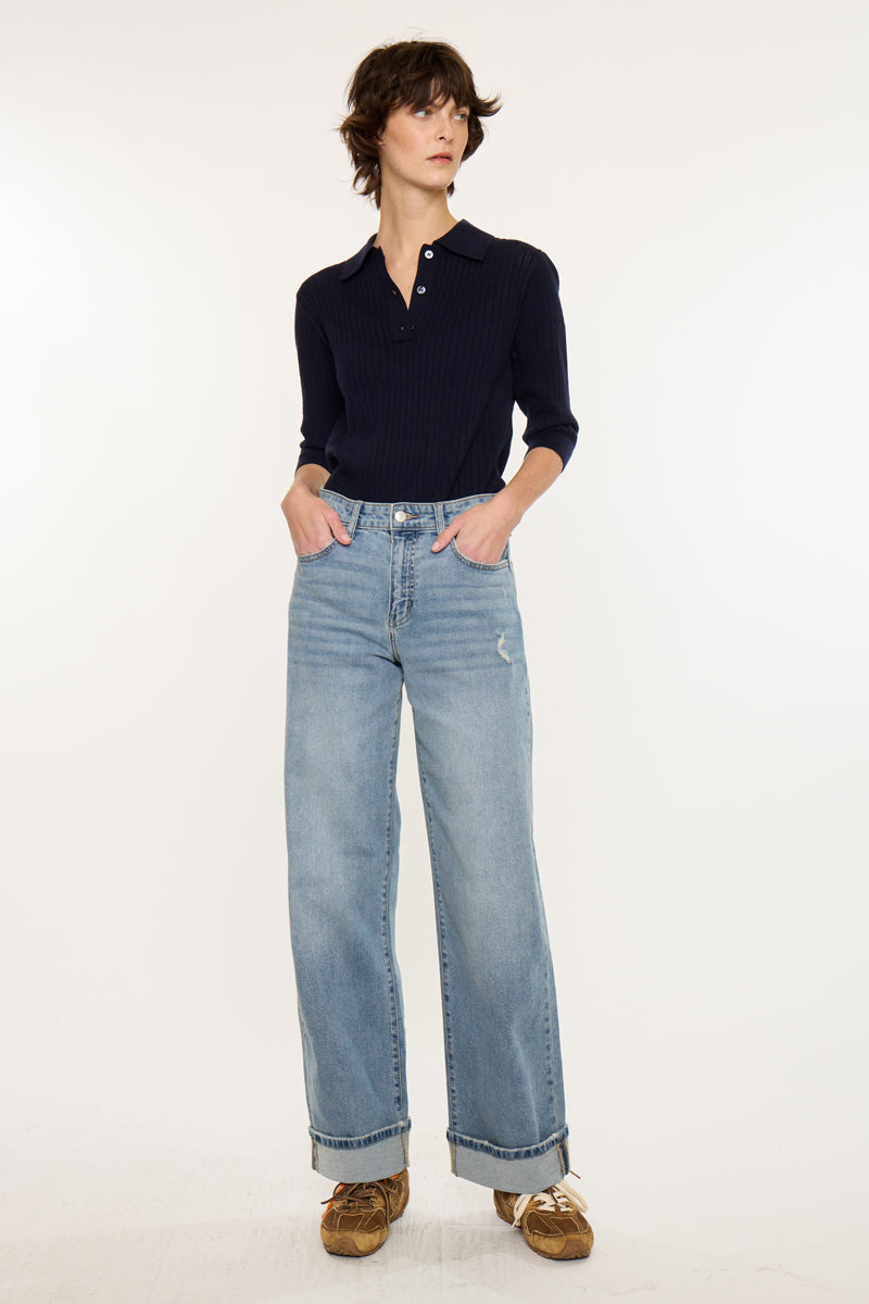 Women's High Rise Wide Leg Jeans - Bellen