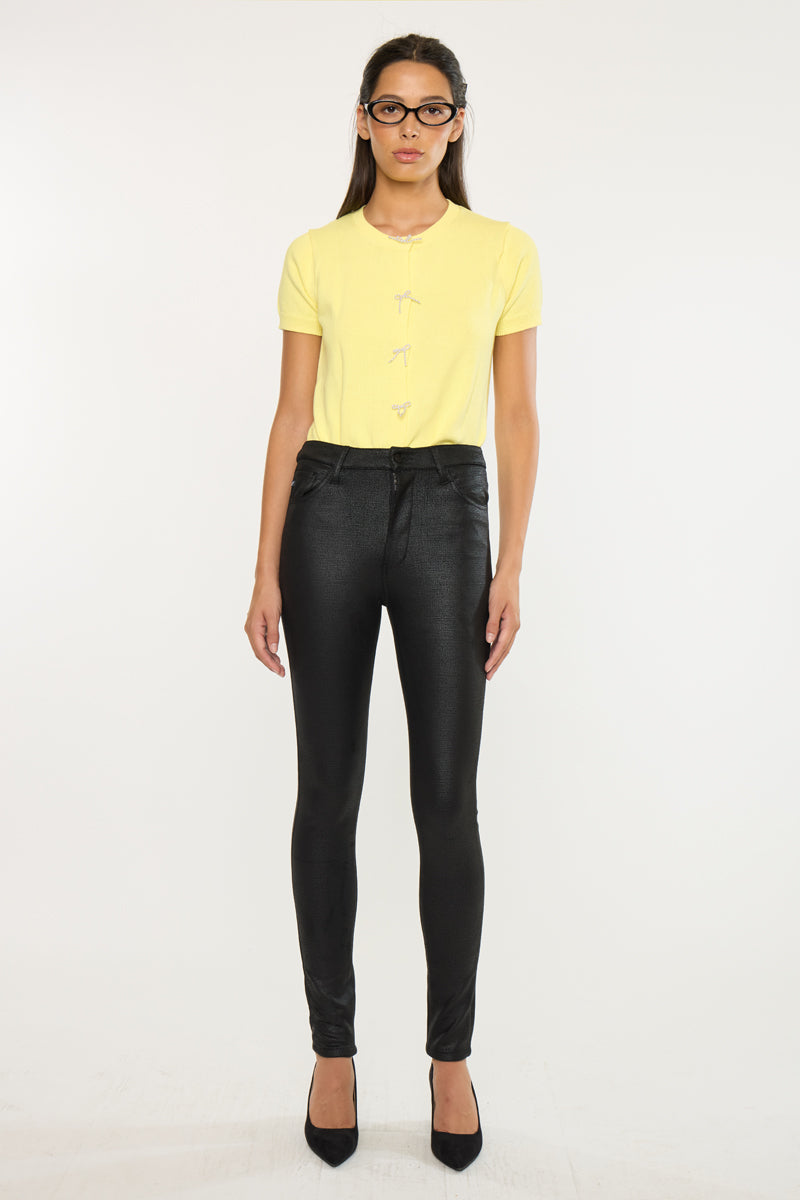Women's Ultra High Rise Faux Leather Super Skinny Jeans - Carly