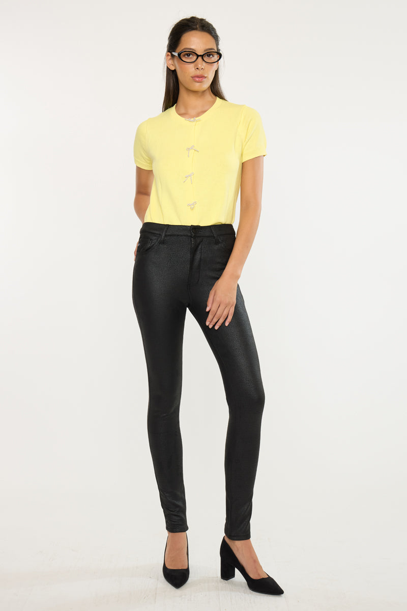 Women's Ultra High Rise Faux Leather Super Skinny Jeans - Carly