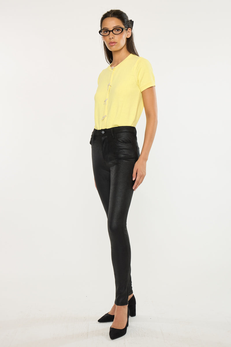 Women's Ultra High Rise Faux Leather Super Skinny Jeans - Carly