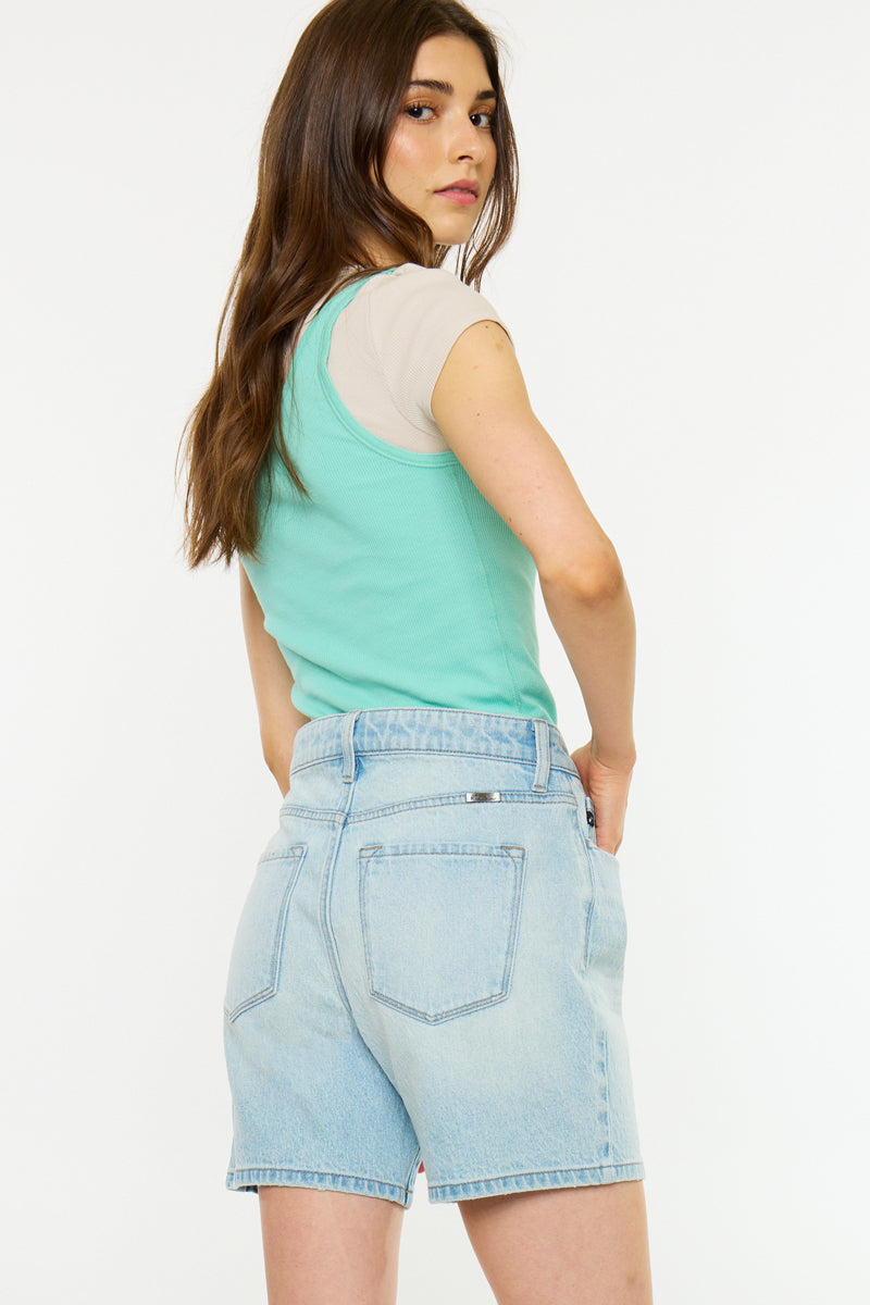 Women's High Rise Loose Mid Denim Shorts - Britt