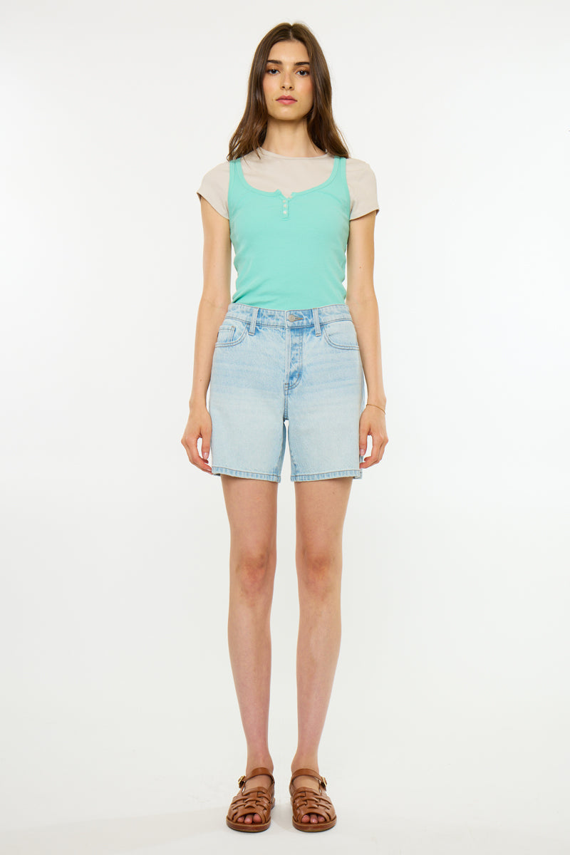 Women's High Rise Loose Mid Denim Shorts - Britt