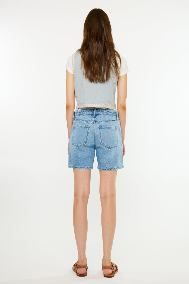 Women's High Rise Loose Mid Denim Shorts - Britt