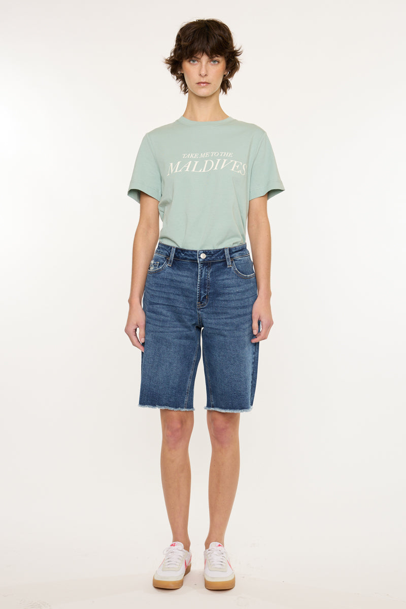 Women's Mid Rise Relaxed Jorts Denim Shorts - Aller