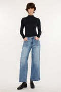 Women's Mid Rise Wide Leg Ankle Jeans - Amma