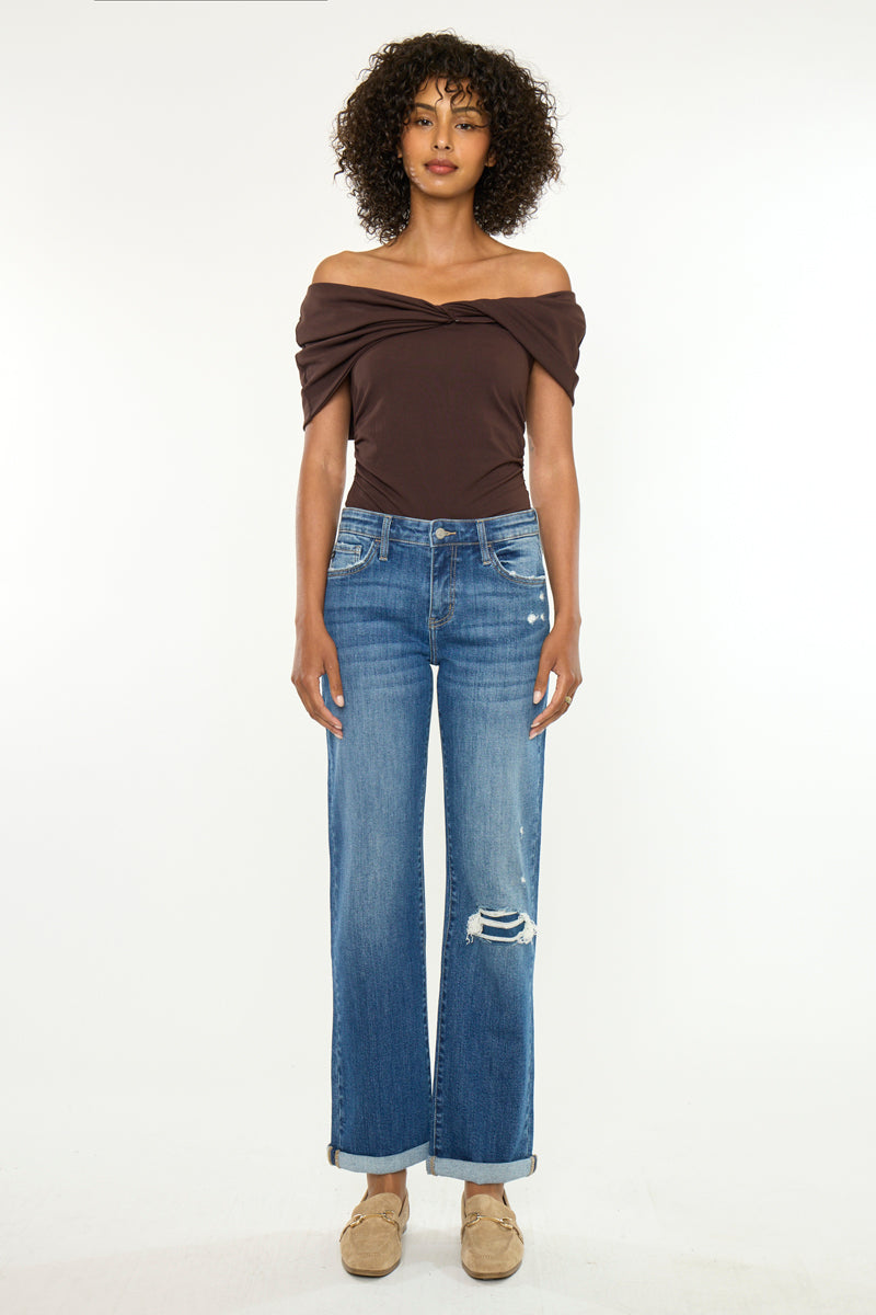 Women's Mid Rise True Straight Jeans - Bianca
