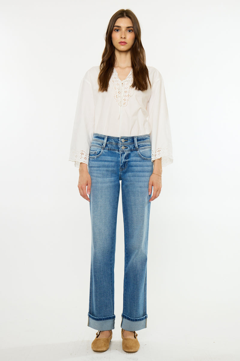Women's Mid Rise True Straight Jeans - Alba