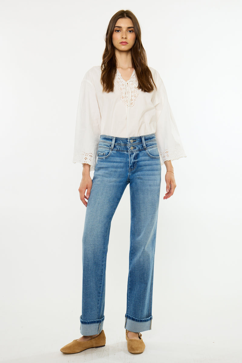 Women's Mid Rise True Straight Jeans - Alba