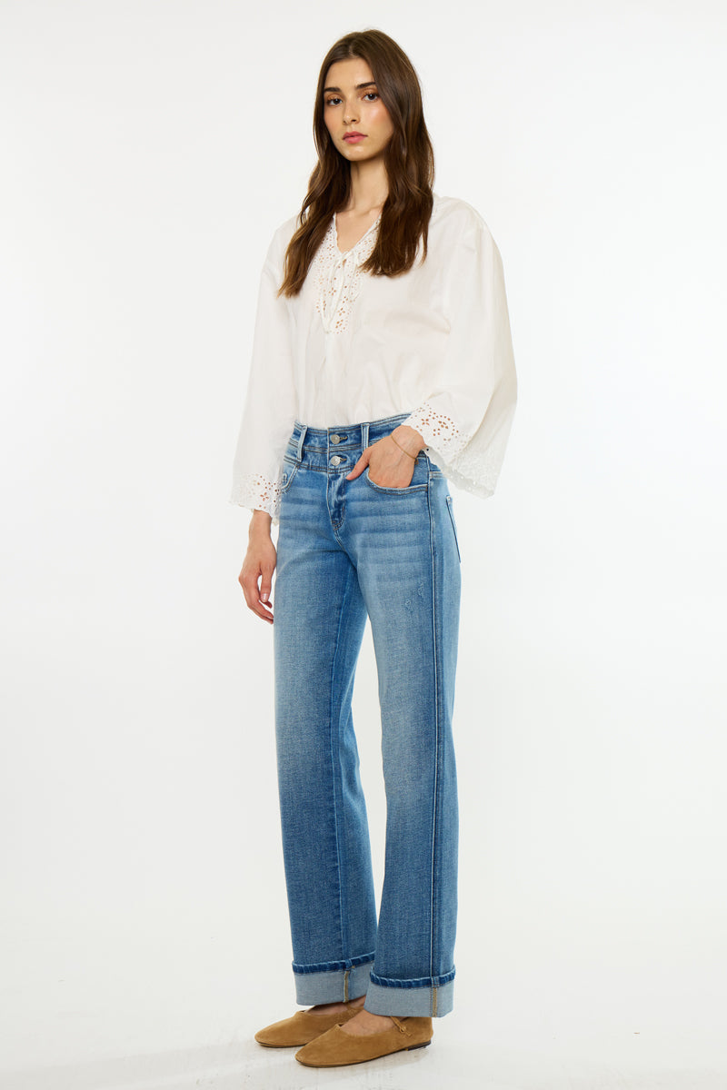 Women's Mid Rise True Straight Jeans - Alba