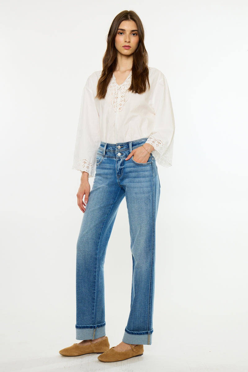 Women's Mid Rise True Straight Jeans - Alba