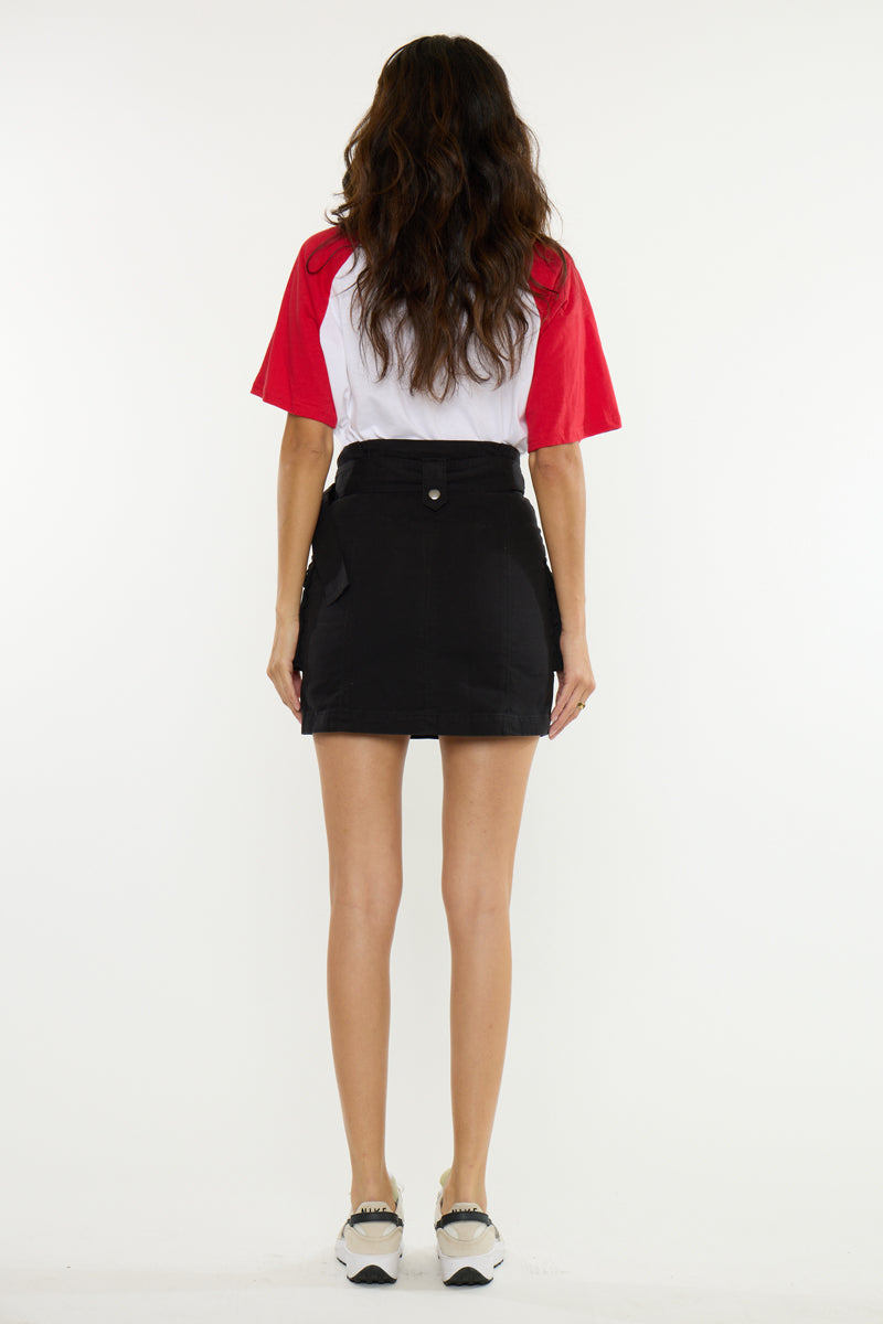 Women's Paperbag Mini Denim Skirt - Berlin