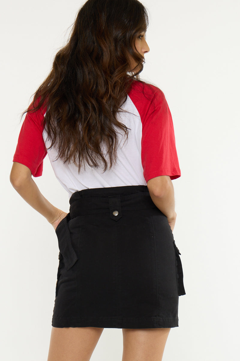 Women's Paperbag Mini Denim Skirt - Berlin