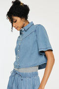 Women's Sleeve Cropped Denim Shirt - Alannah