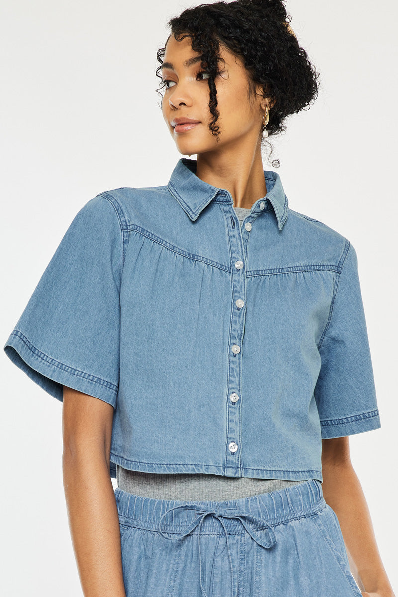 Women's Sleeve Cropped Denim Shirt - Alannah
