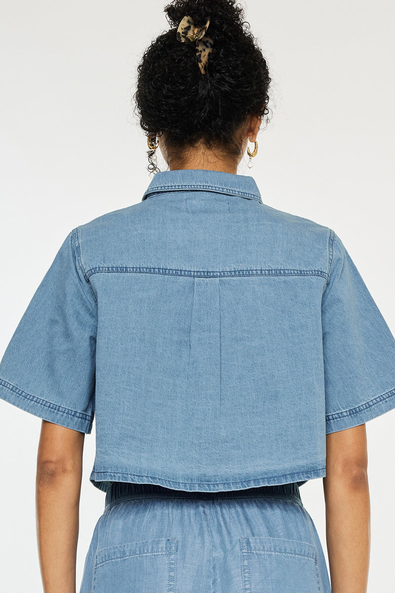 Women's Sleeve Cropped Denim Shirt - Alannah