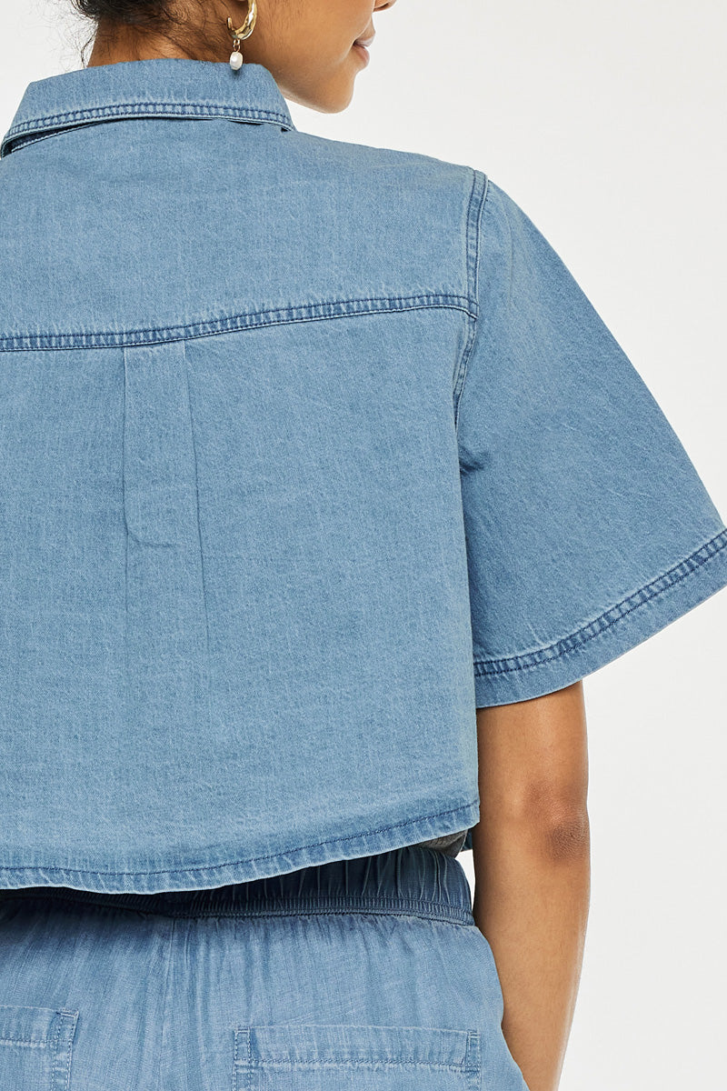 Women's Sleeve Cropped Denim Shirt - Alannah