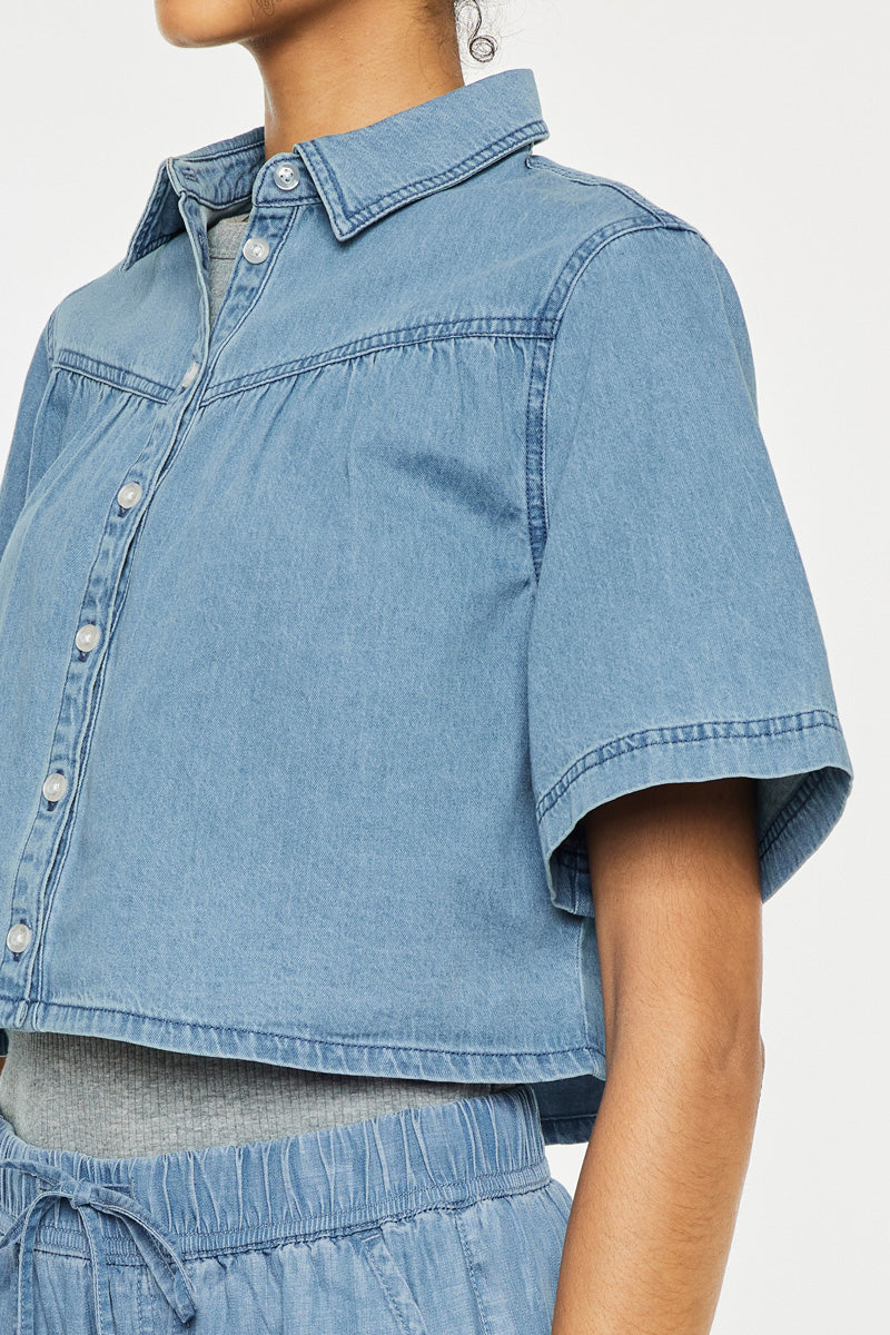 Women's Sleeve Cropped Denim Shirt - Alannah