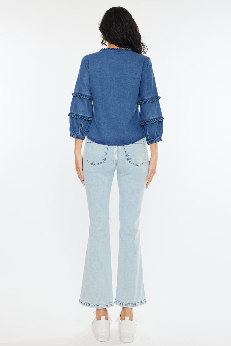 Women's Fitted Long Sleeve Denim Shirt - Allie