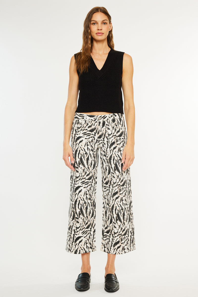 Women's Mid Rise Cropped Wide Leg Jeans - Alonso