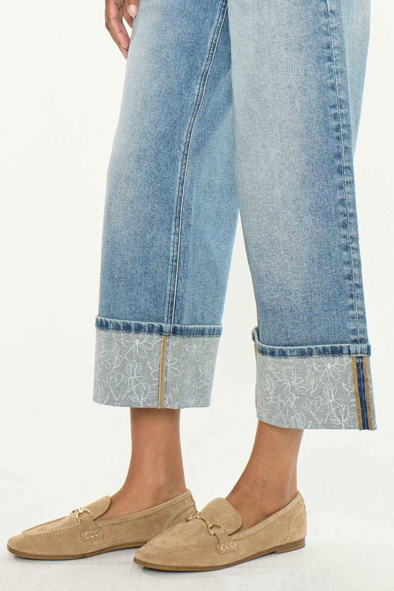 Women's Mid Rise Cropped Wide Leg Jeans - Anley