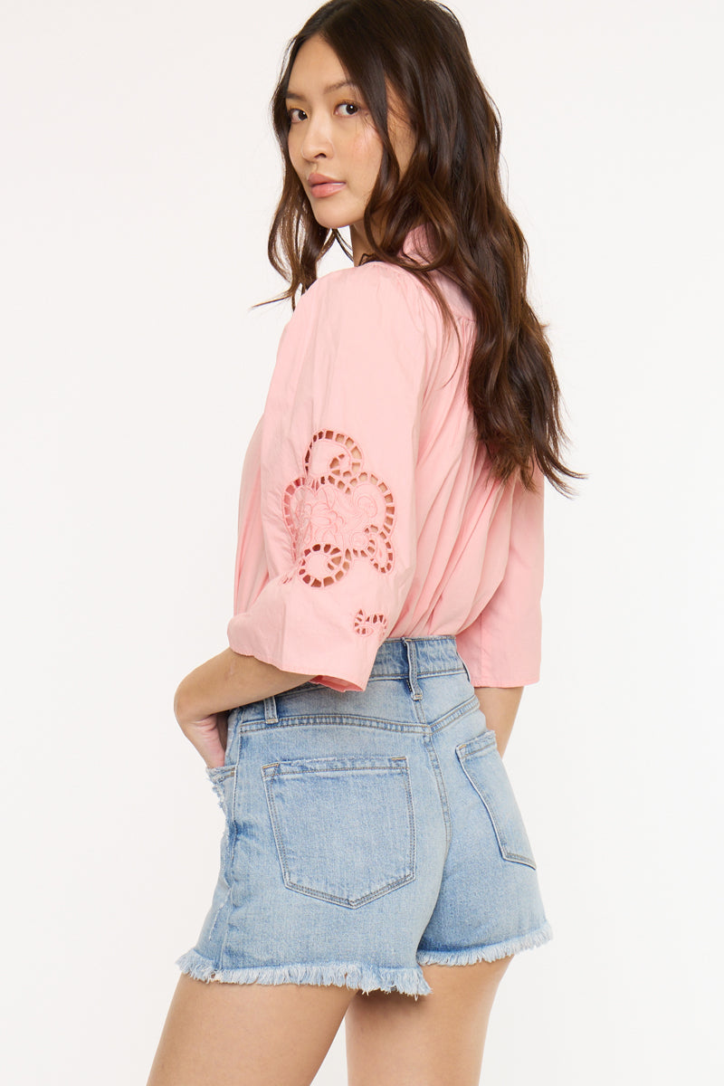 Women's High Rise Mom Denim Shorts - Betsy