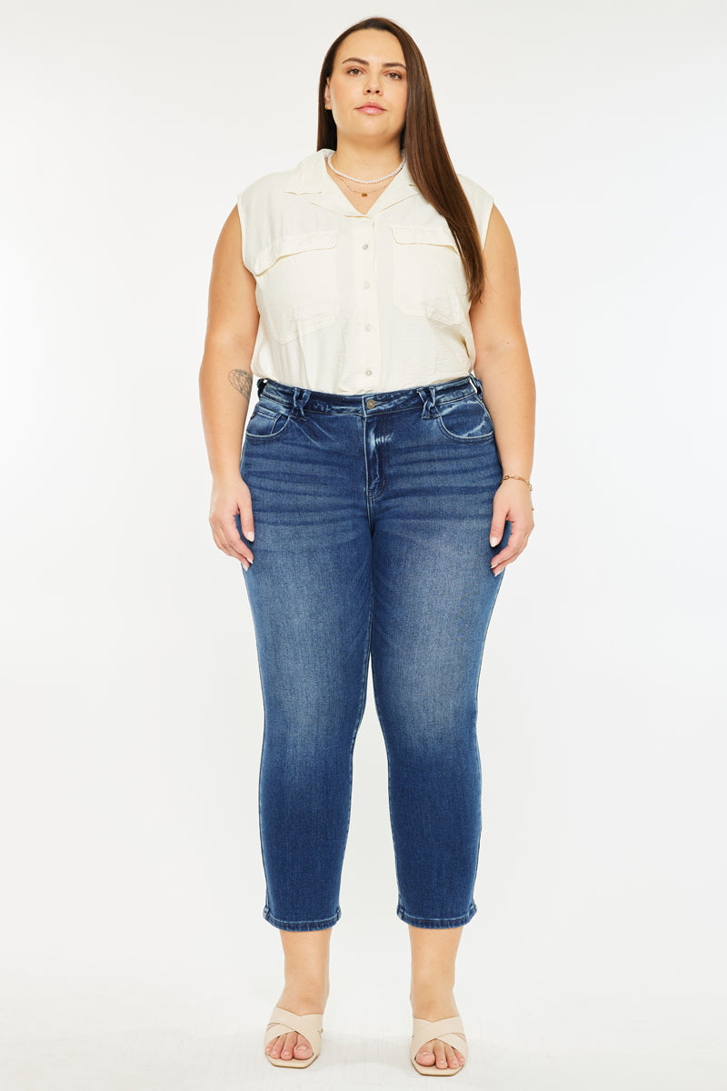 Women's Plus Size Mid Rise Slim Straight Jeans - Candice