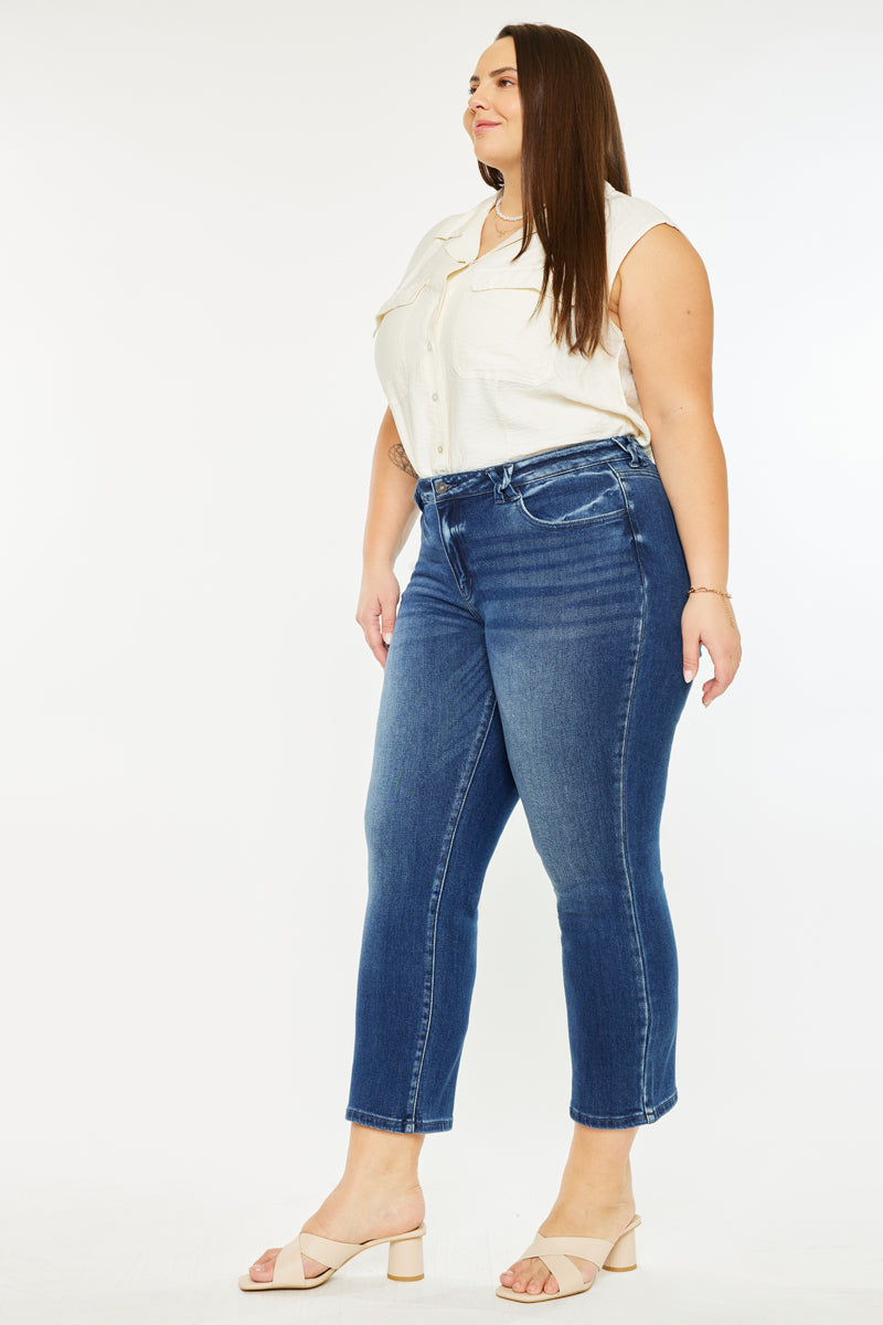 Women's Plus Size Mid Rise Slim Straight Jeans - Candice