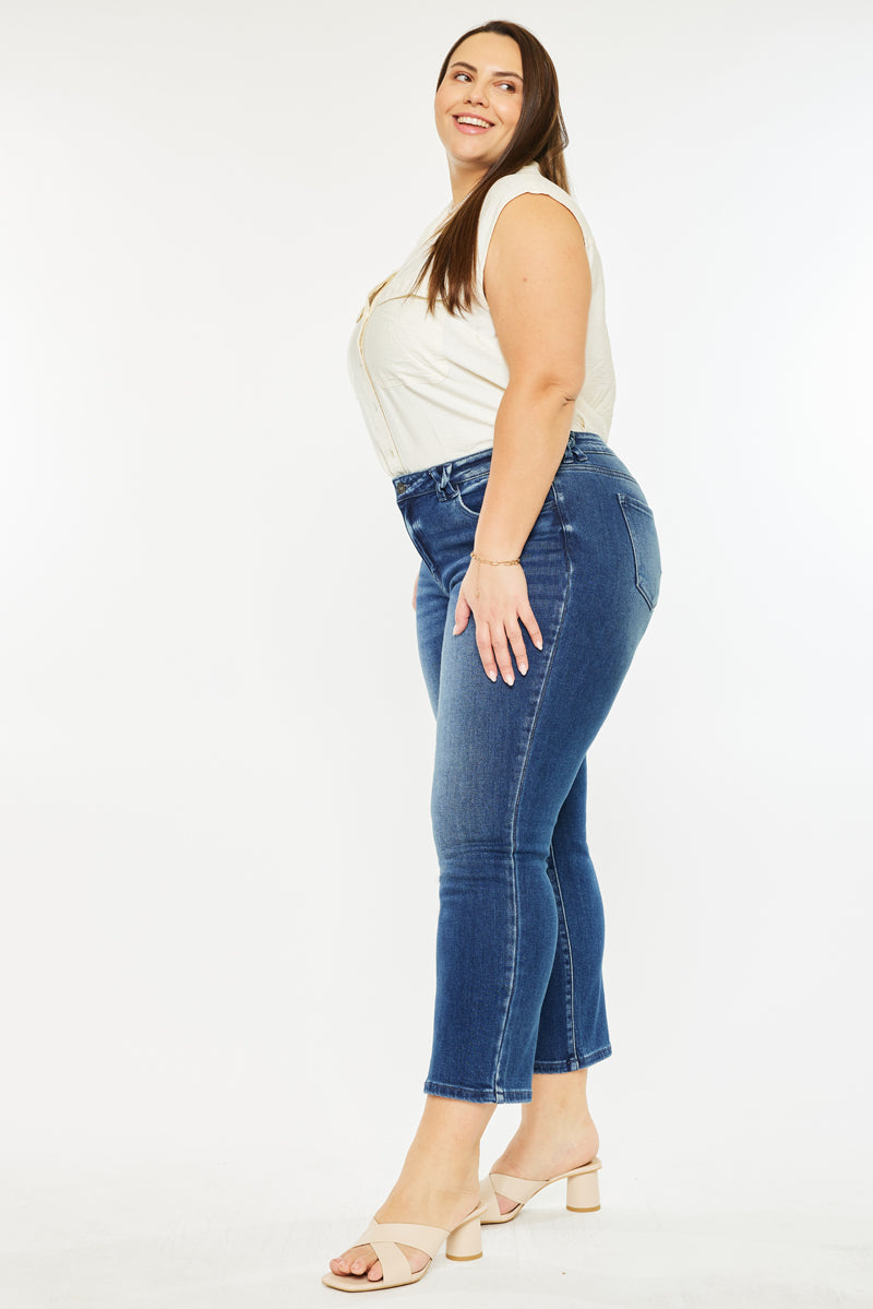 Women's Plus Size Mid Rise Slim Straight Jeans - Candice
