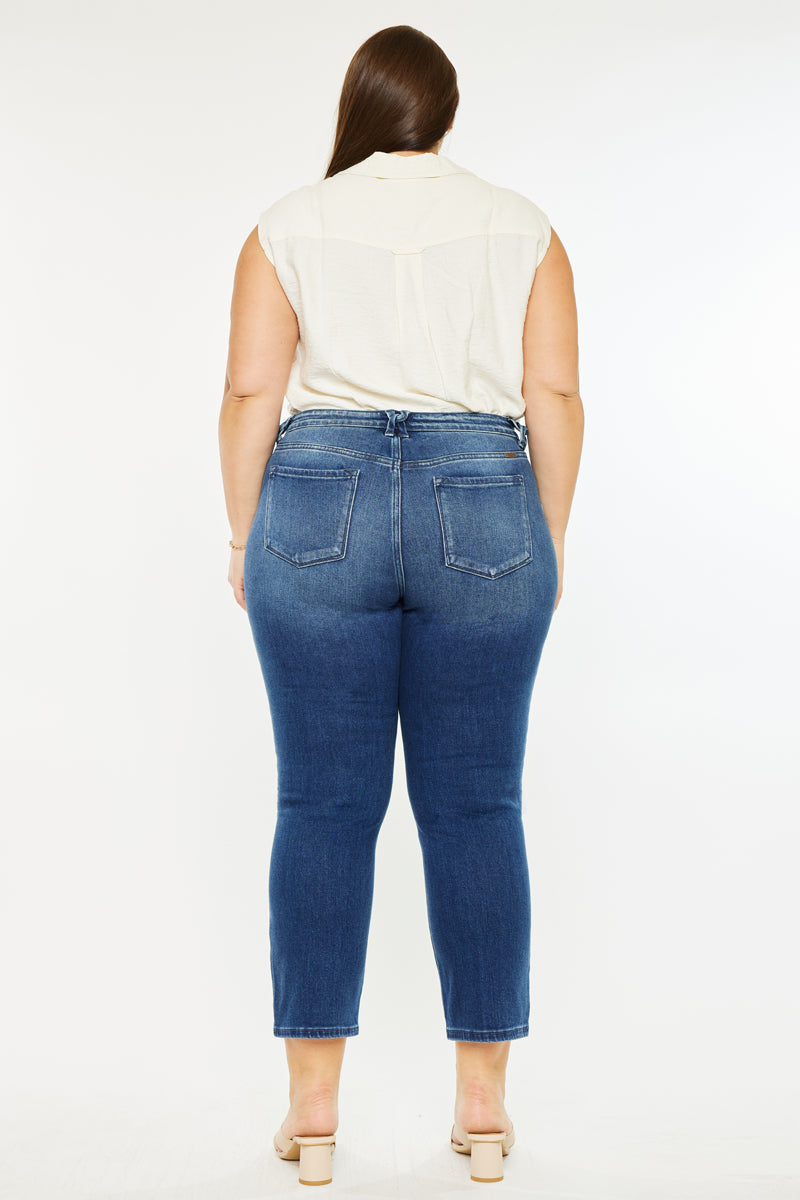 Women's Plus Size Mid Rise Slim Straight Jeans - Candice