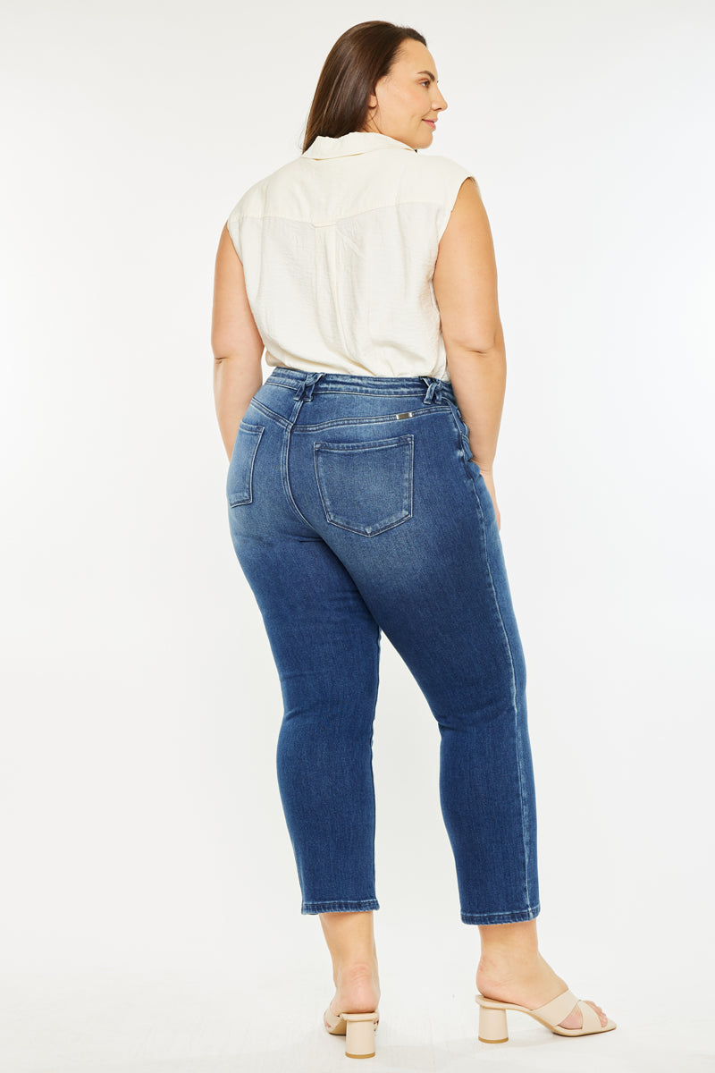 Women's Plus Size Mid Rise Slim Straight Jeans - Candice