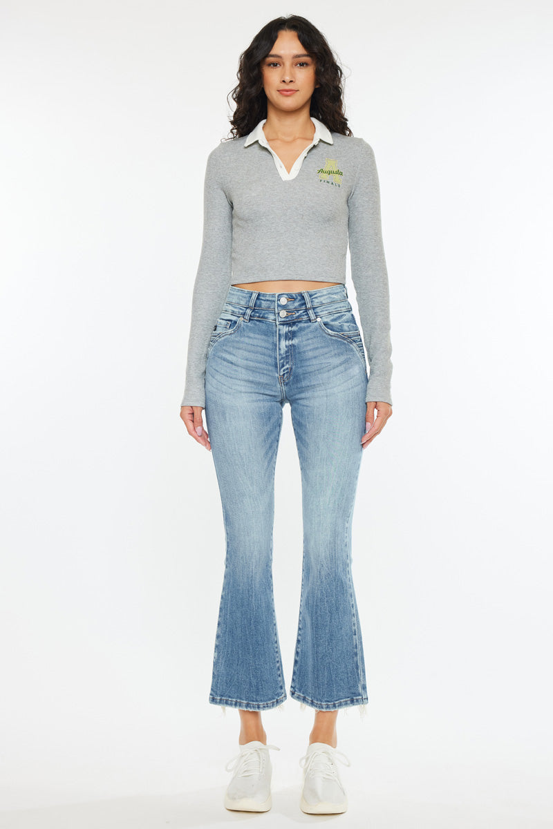Women's High Rise Cropped Bootcut Jeans - Belle