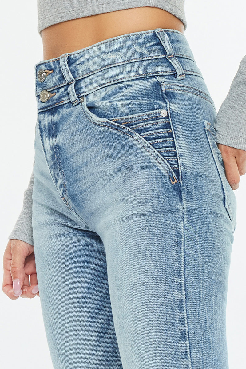 Women's High Rise Cropped Bootcut Jeans - Belle