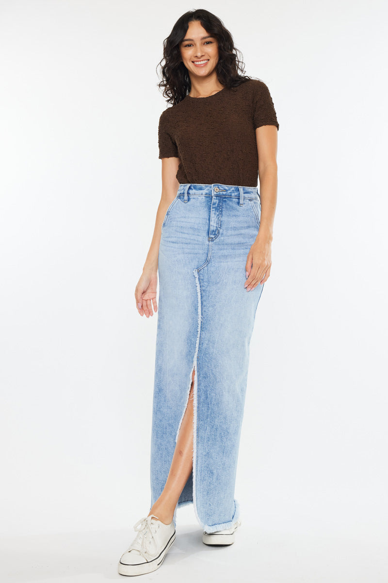 Women's High Rise Maxi Denim Skirt - Anette