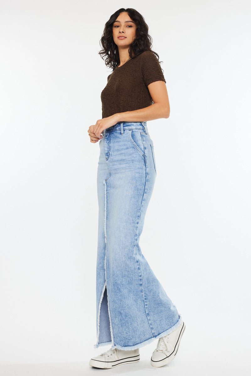 Women's High Rise Maxi Denim Skirt - Anette