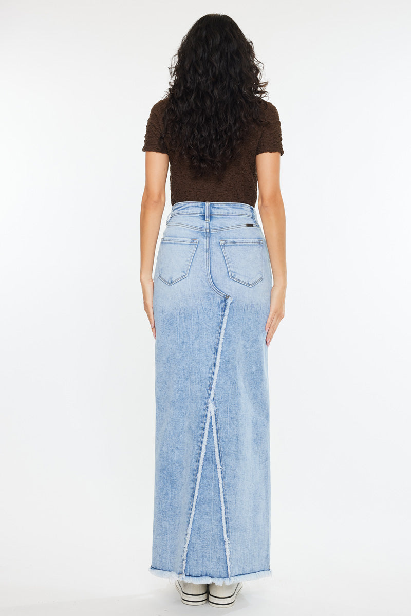 Women's High Rise Maxi Denim Skirt - Anette