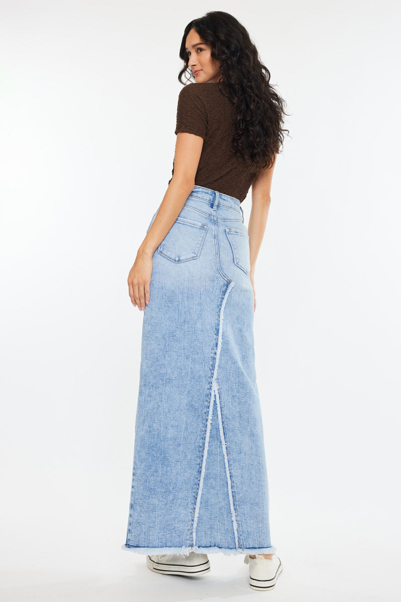 Women's High Rise Maxi Denim Skirt - Anette