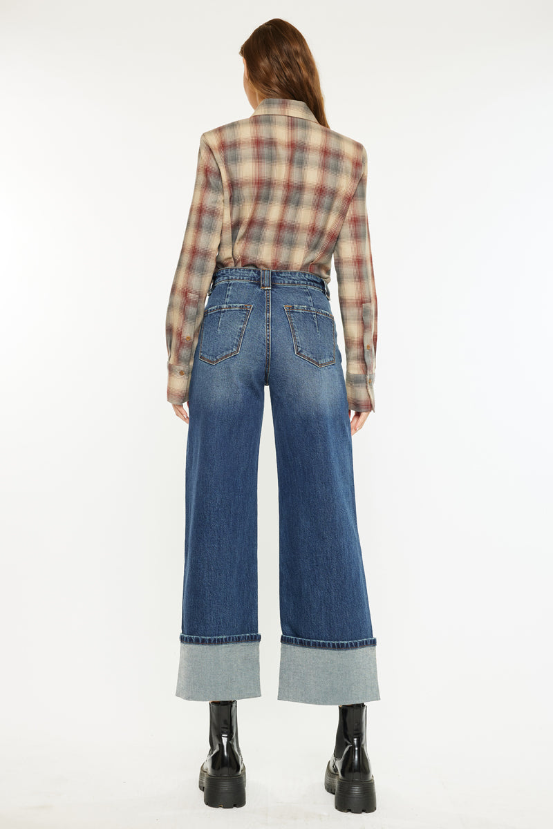 Women's High Rise Wide Leg Jeans - Beanie